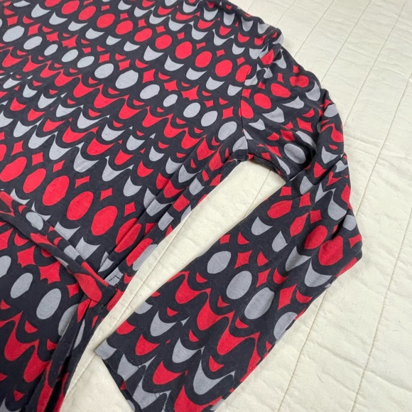 Boden Red Navy Long Sleeve Wrap Dress Size 14R - Picture 10 of 11